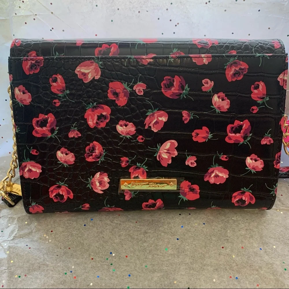 Betsey Johnson Floral Crossbody Wallet Handbag